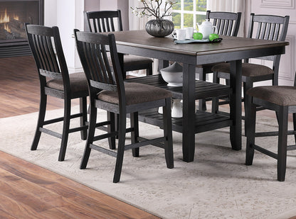 Gray Rubberwood Dining Table Set - 6 Seats for Dining Room