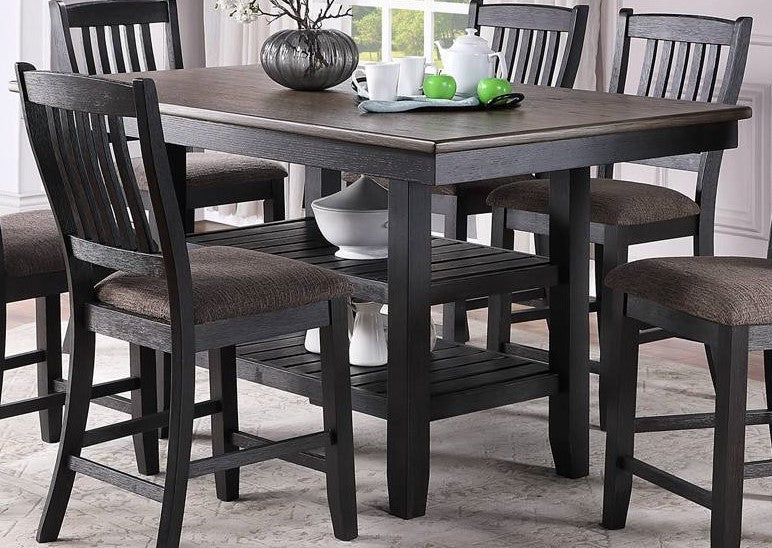 Gray Rubberwood Dining Table Set - 6 Seats for Dining Room