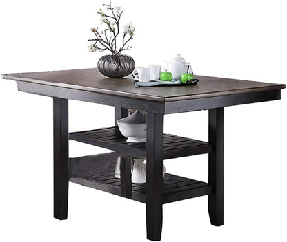 Gray Rubberwood Dining Table Set - 6 Seats for Dining Room