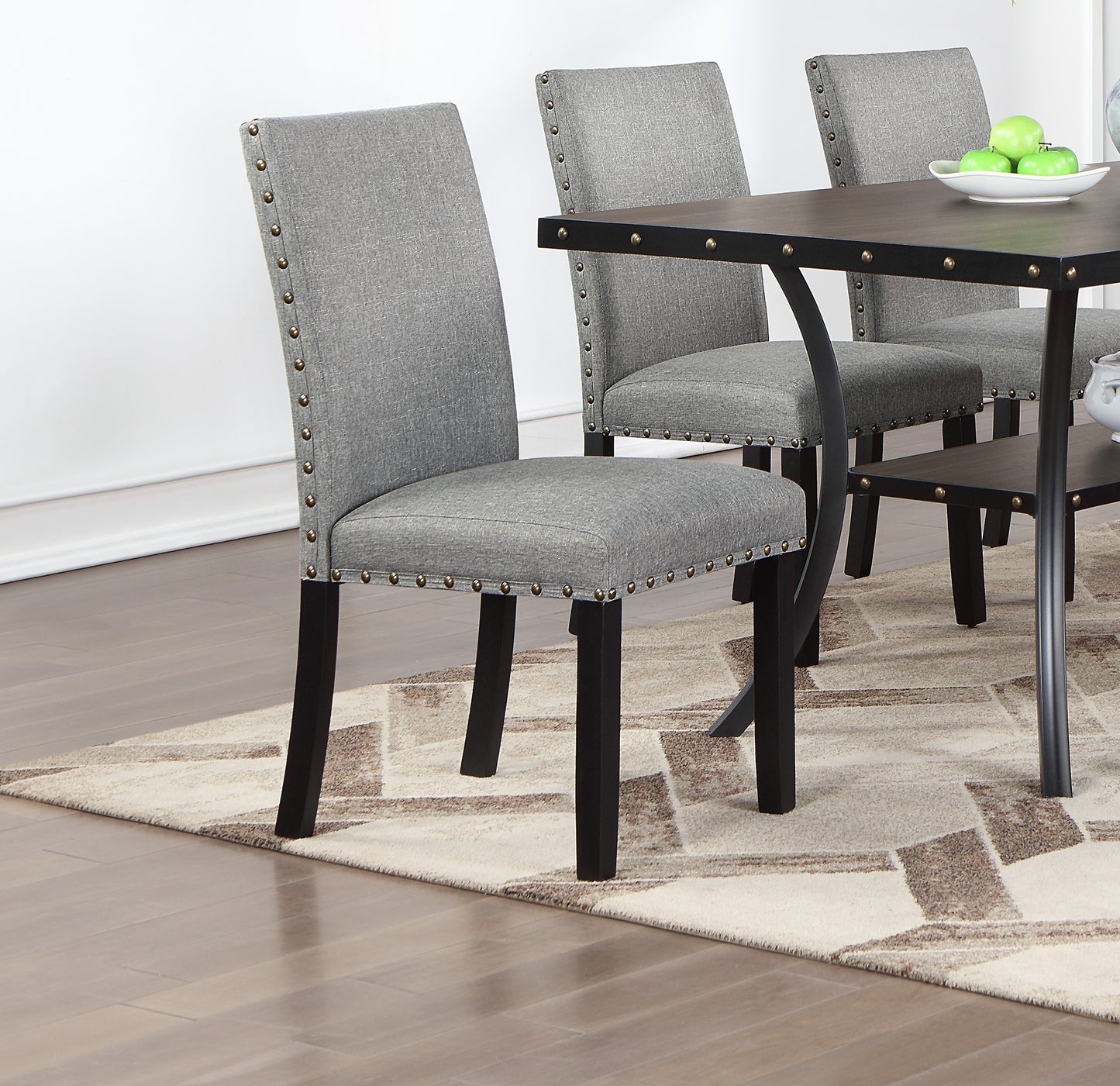 Gray Rectangular Dining Table with 6 Chairs