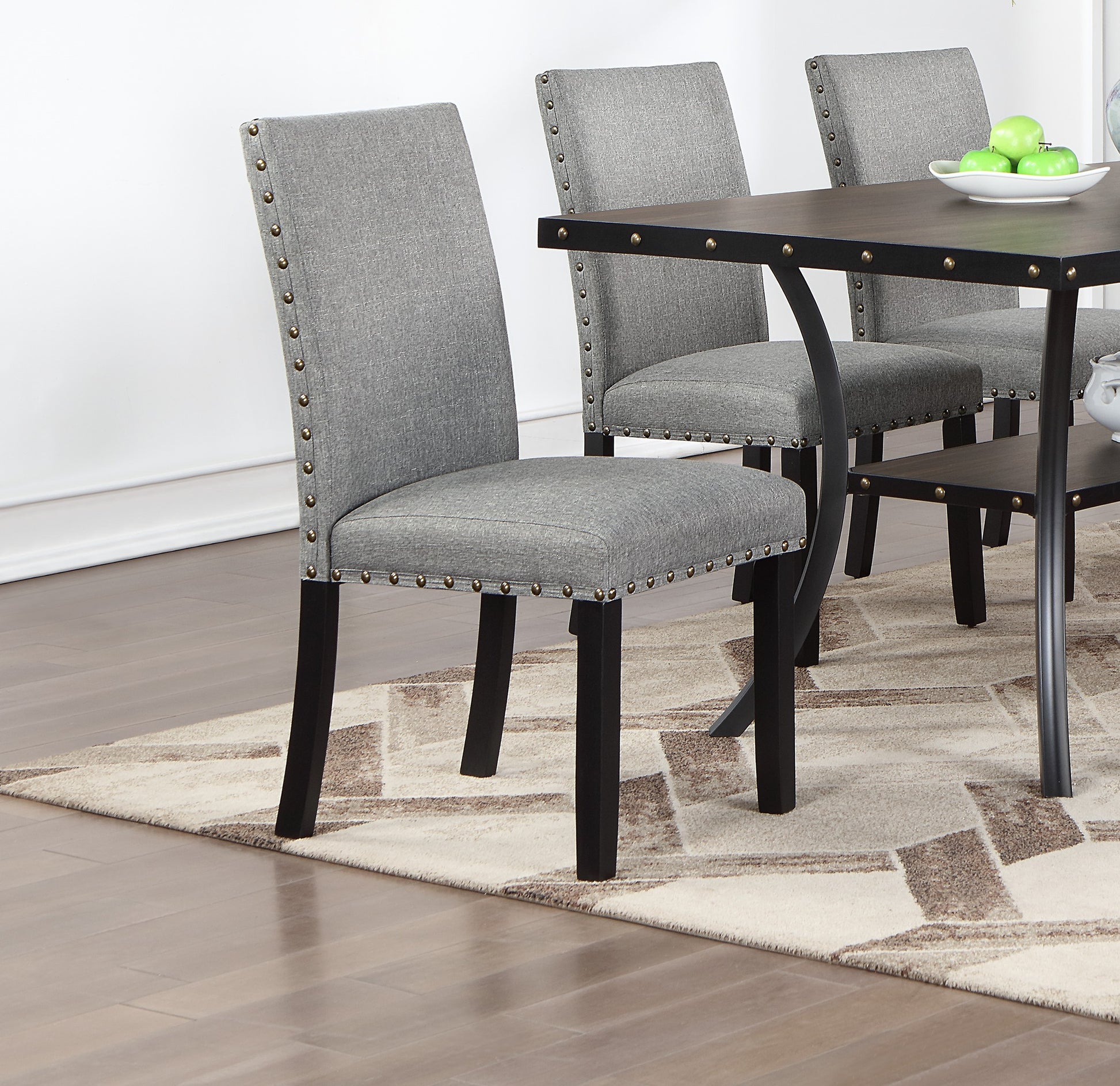 Gray Rectangular Dining Table with 6 Chairs