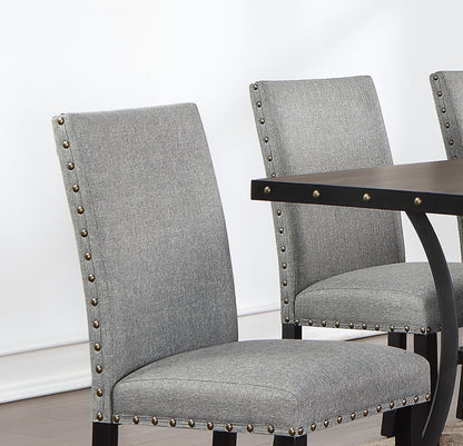Gray Rectangular Dining Table with 6 Chairs