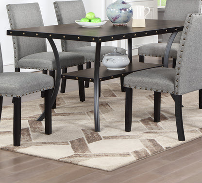 Gray Rectangular Dining Table with 6 Chairs