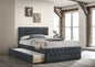 Charcoal Grey Burlap Upholstered Full Bed with Trundle for Bedroom