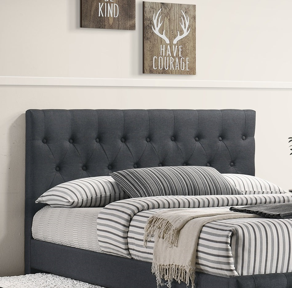 Charcoal Grey Burlap Upholstered Full Bed with Trundle for Bedroom