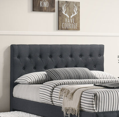 Charcoal Grey Burlap Upholstered Full Bed with Trundle for Bedroom