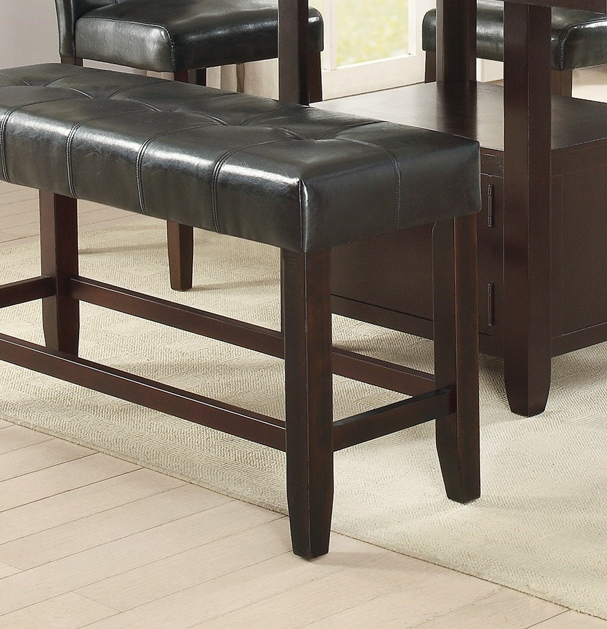 6-Person Dining Table with Bench Set - Black Brown Espresso for Dining Room