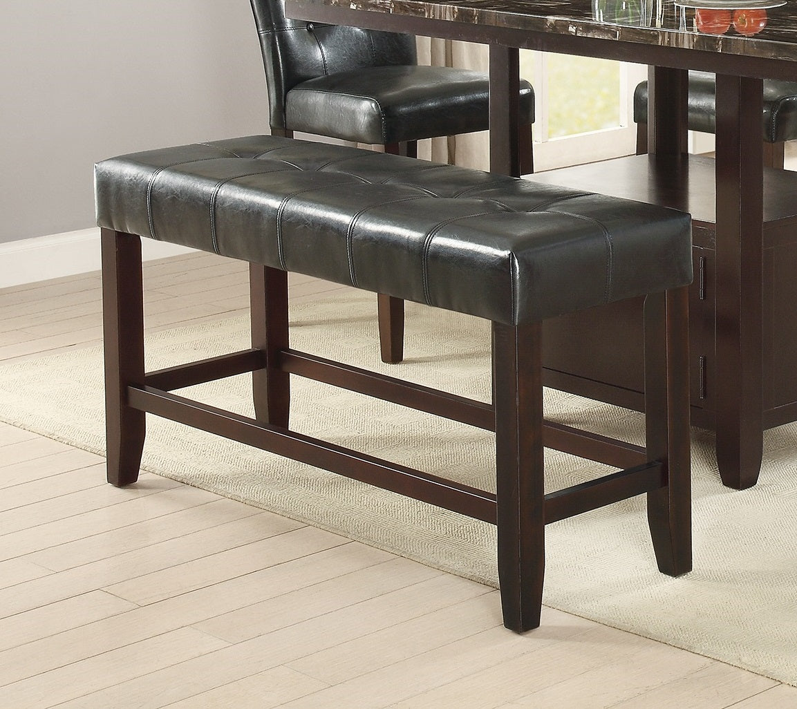 6-Person Dining Table with Bench Set - Black Brown Espresso for Dining Room