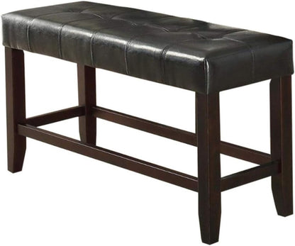6-Person Dining Table with Bench Set - Black Brown Espresso for Dining Room