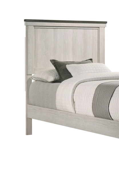 Farmhouse Rustic Twin Size Wooden Bed Frame - Brown White for Bedroom