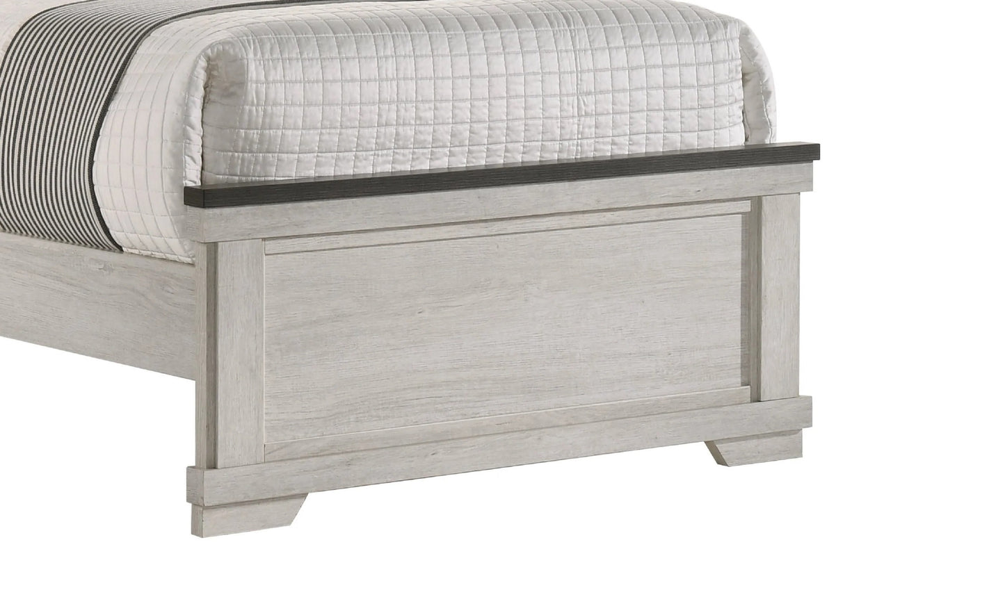 Farmhouse Rustic Twin Size Wooden Bed Frame - Brown White for Bedroom