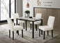 White Color Wool Fabric Chairs Faux Marble Top Table 5pc Dining Set Kitchen Dinette Cushions Upholstered 4x Chairs Dining Room