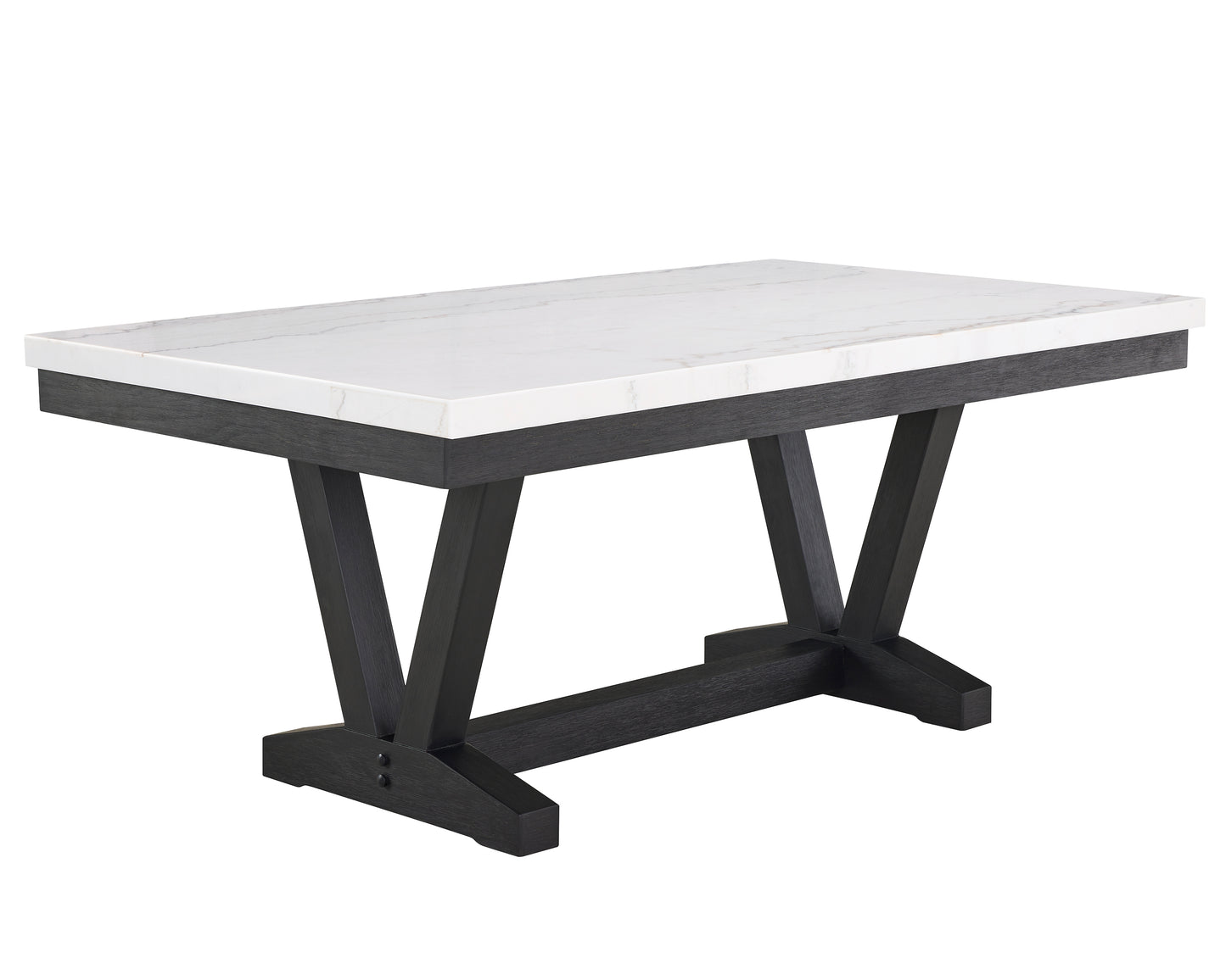 7 Piece Dining Set - Gray Marble Table & Chairs