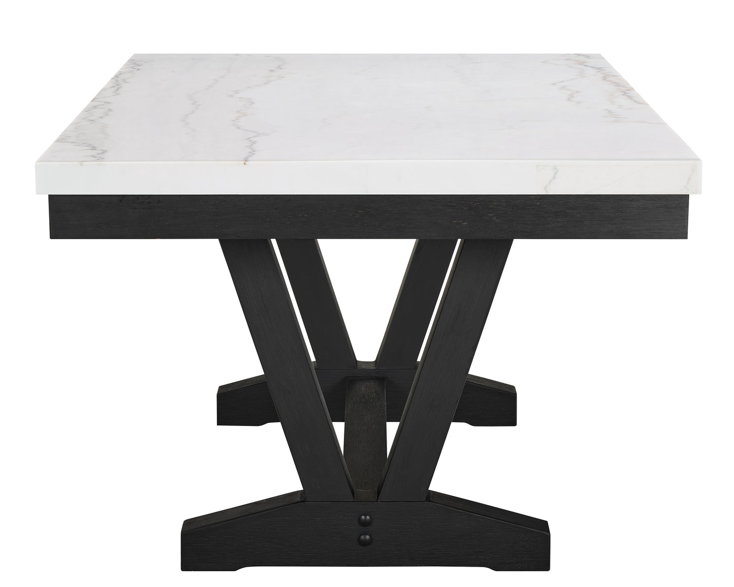 7 Piece Dining Set - Gray Marble Table & Chairs