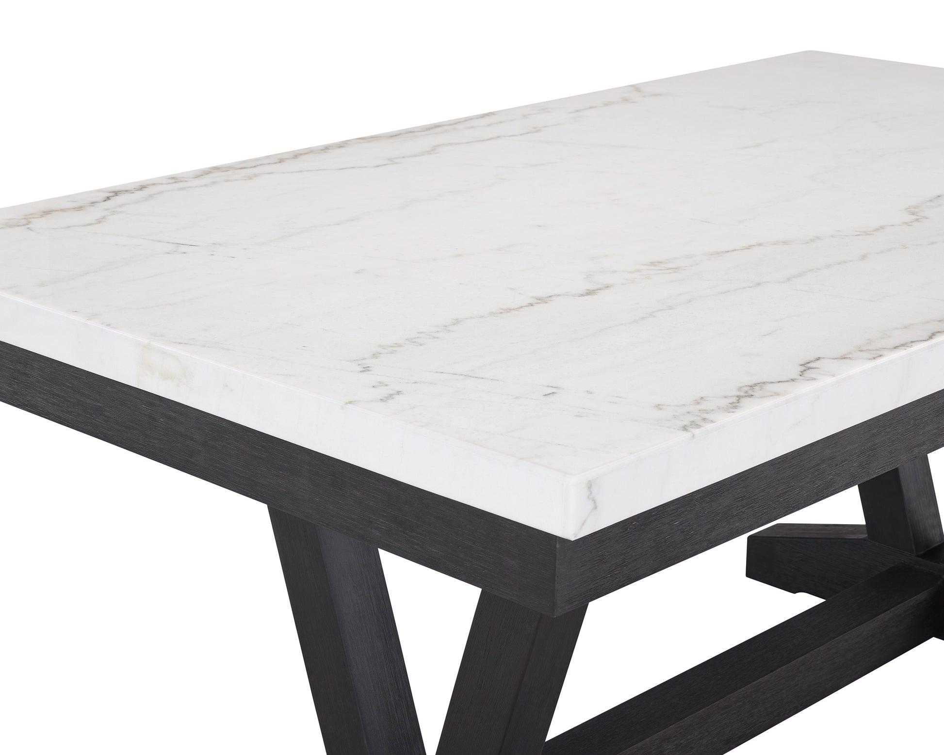 7 Piece Dining Set - Gray Marble Table & Chairs