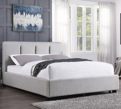 Modern Full Platform Bed Gray Upholstered 1pc Solid Wood and Plywood Frame Bedroom Furniture