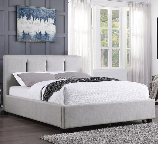 Modern Full Platform Bed Gray Upholstered 1pc Solid Wood and Plywood Frame Bedroom Furniture