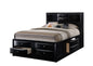 1pc Contemporary Queen Captain's Platform Bed Bookcase Shelves Headboard Side Storage Solid Wood Wooden Bedroom Furniture Black Finish
