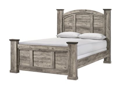 Contemporary 1pc Queen Size Poster Bed Gray Finish Wooden Bedroom Furniture
