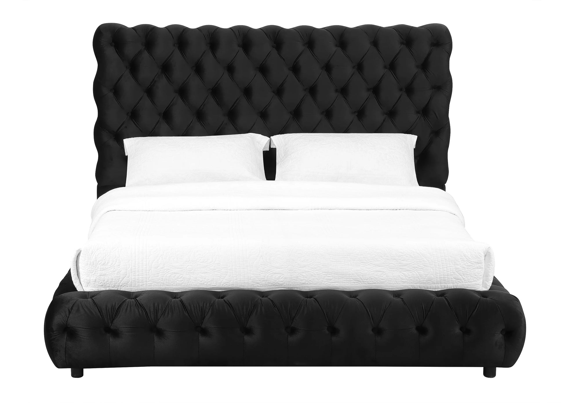 King Size Upholstered Bed Frame - Black Wood
