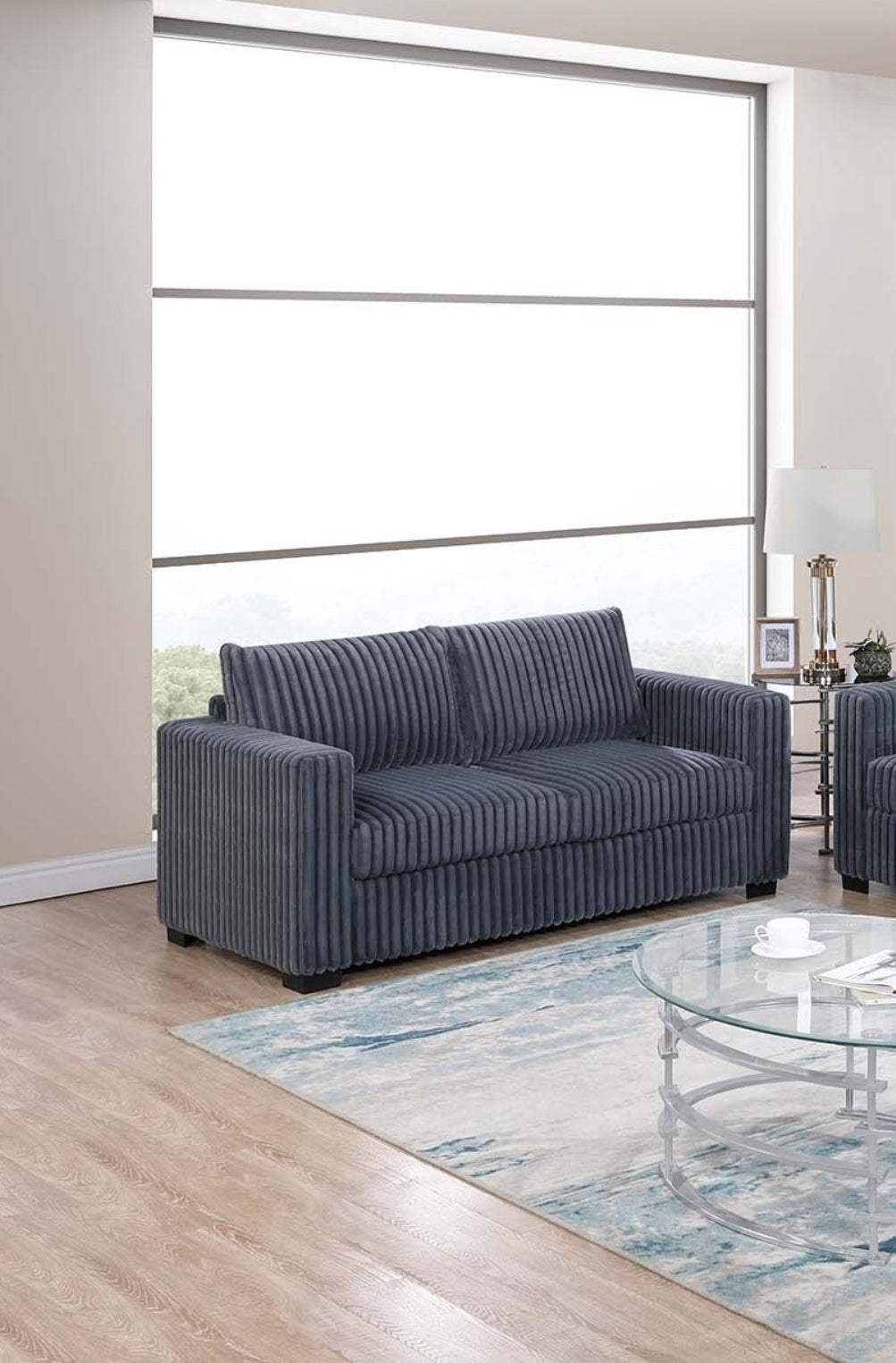 Dark Gray Corduroy Sofa - Modern Comfort & Style