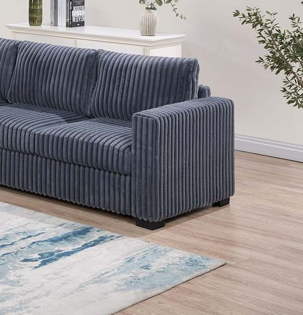 Dark Gray Corduroy Sofa - Modern Comfort & Style