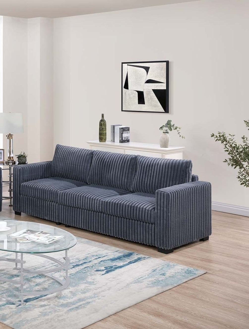 Dark Gray Corduroy Sofa - Modern Comfort & Style