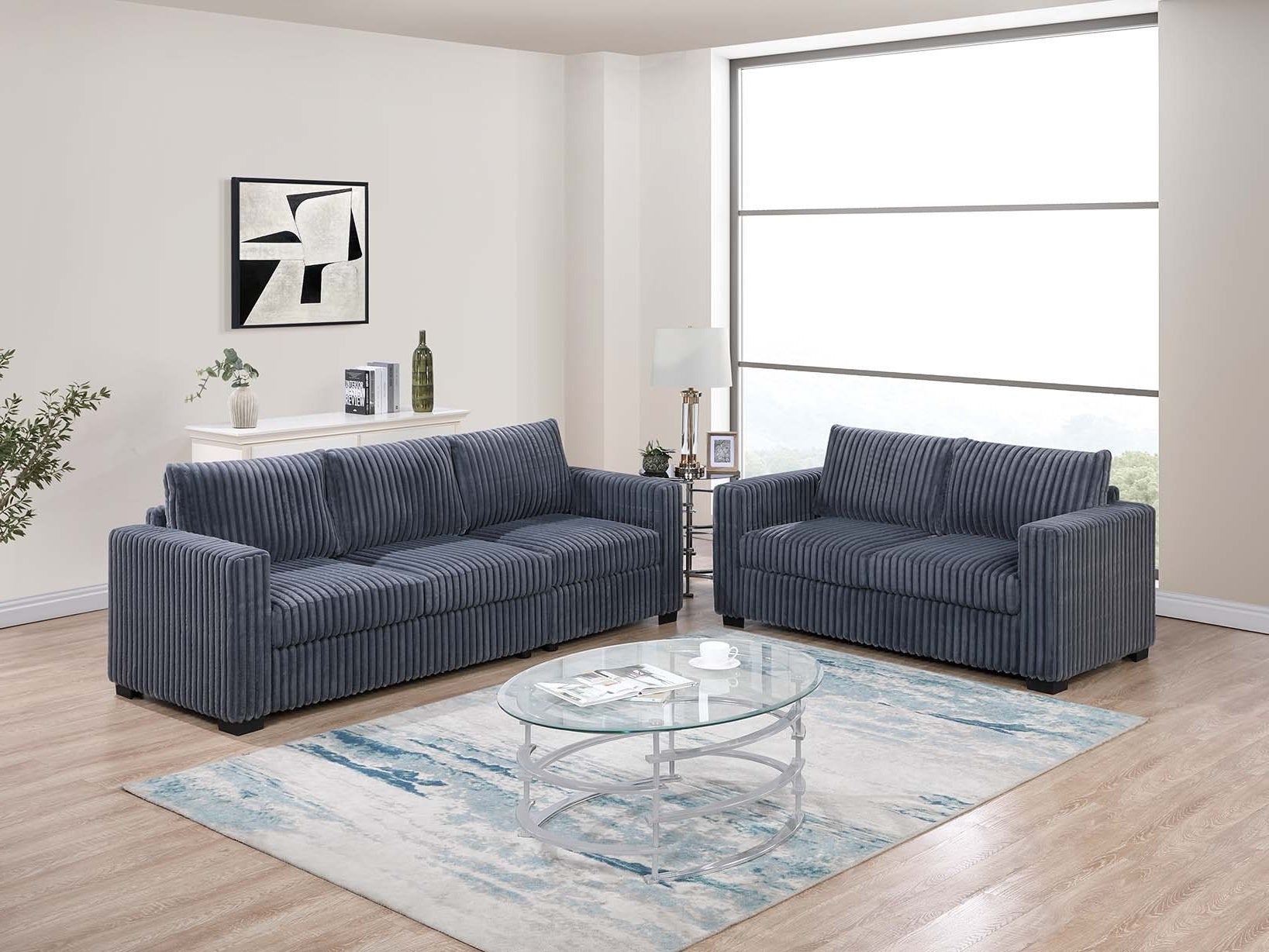 Dark Gray Corduroy Sofa - Modern Comfort & Style
