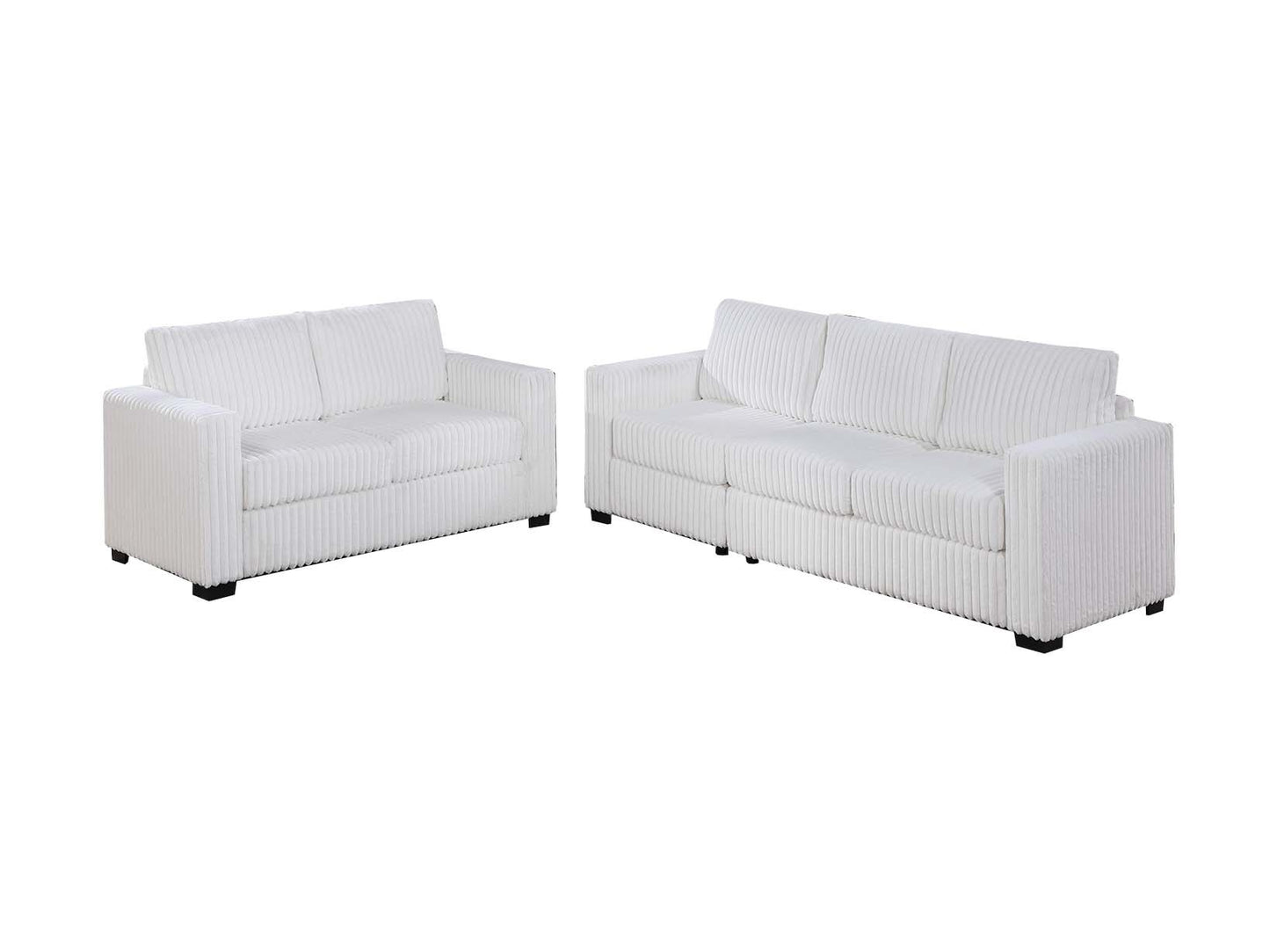 97" Milk White Corduroy Sofa - Contemporary Sofa for Living Room