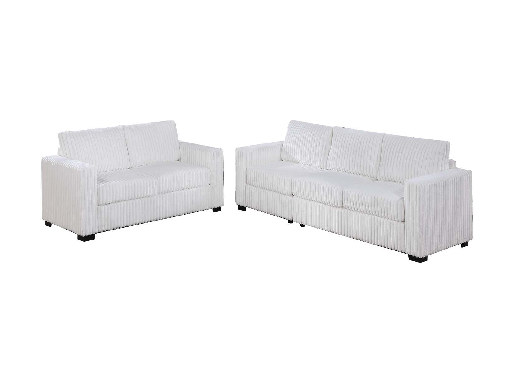 97" Milk White Corduroy Sofa - Contemporary Sofa for Living Room