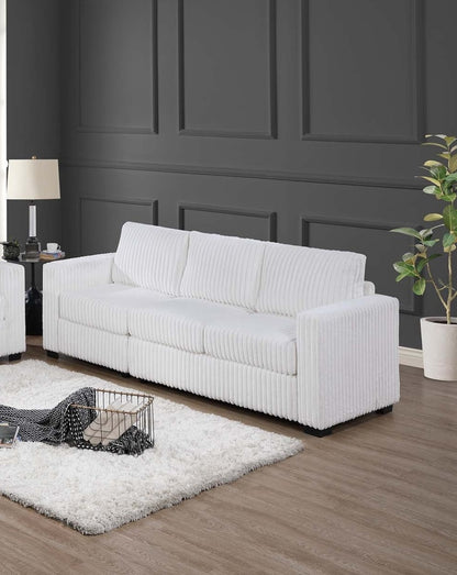 97" Milk White Corduroy Sofa - Contemporary Sofa for Living Room