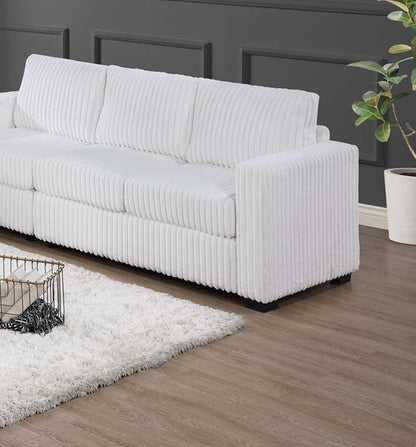 97" Milk White Corduroy Sofa - Contemporary Sofa for Living Room