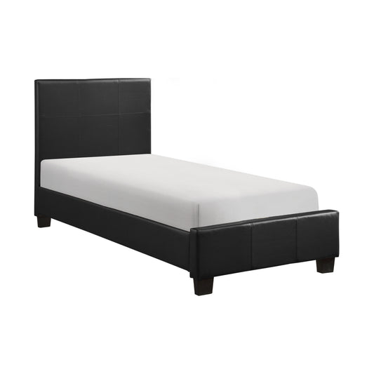Contemporary Twin Platform Bed 1pc Durable Black Faux Leather Bedroom Furniture