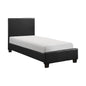 Contemporary Twin Platform Bed 1pc Durable Black Faux Leather Bedroom Furniture