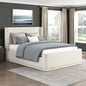 Beige Elegant Queen Platform Bed 1pc Wingback Headboard Durable Plywood Frame Bedroom Furniture Upholstery