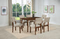 Mid-century Modern 7pc Dining Set Rectangular Table Warm Wood Finish Upholstered Chair Brown Wooden Dining Room Furniture
