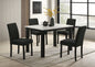 5pc White Faux-marble Top Plush Upholstered Chairs Rich Charcoal Fabric Sleek Black Legs Modern Contemporary
