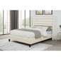 Upholstered Queen Platform Bed, Rolled Channel Tufted Headboard Modern Bedroom Bed Frame, Beige
