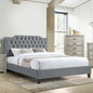 Gorgeous Gray Velvet Queen Size Bed 1pc Bedframe Modern Tufted Upholstered Headboard Bedroom Furniture