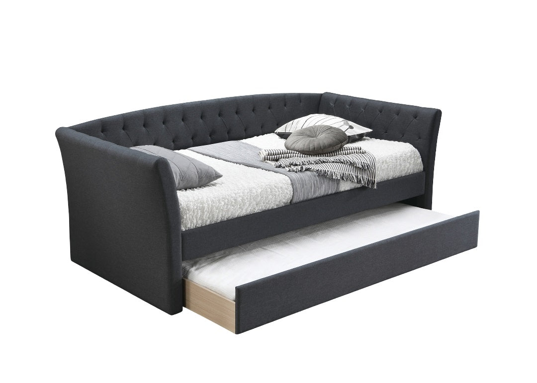 Contemporary Charcoal Burlap Day Bed with Trundle