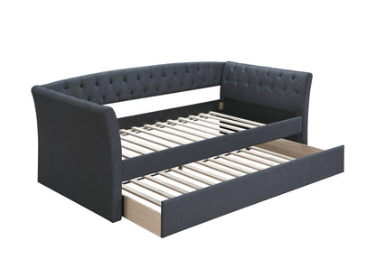 Contemporary Charcoal Burlap Day Bed with Trundle