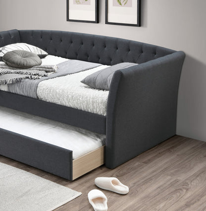 Contemporary Charcoal Burlap Day Bed with Trundle