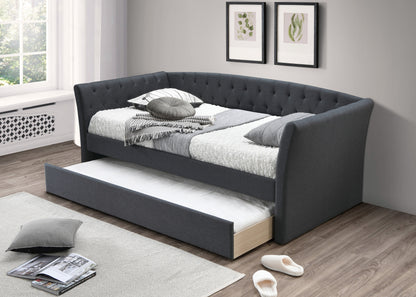 Contemporary Charcoal Burlap Day Bed with Trundle