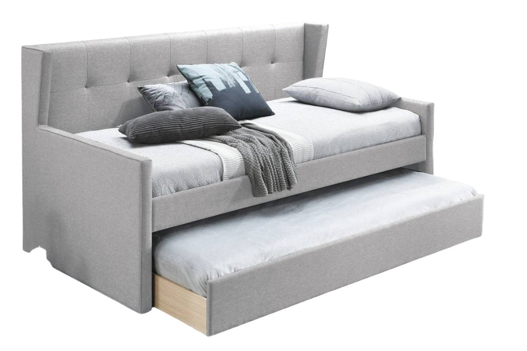 Light Gray Burlap Day Bed - 82" Bedroom Frame