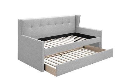 Light Gray Burlap Day Bed - 82" Bedroom Frame