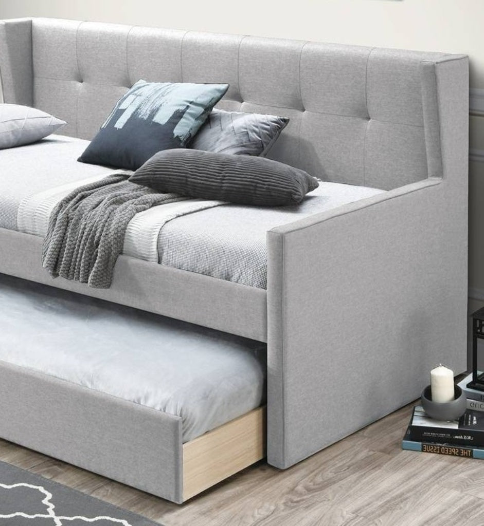Light Gray Burlap Day Bed - 82" Bedroom Frame