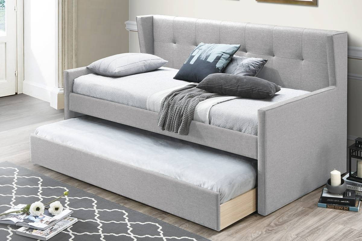 Light Gray Burlap Day Bed - 82" Bedroom Frame