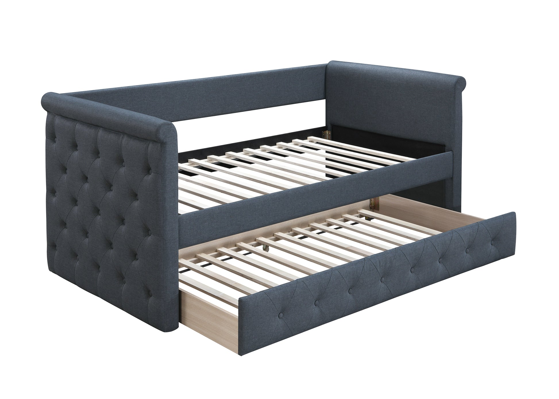 Charcoal Burlap Button Tufted Day Bed for Contemporary Bedroom