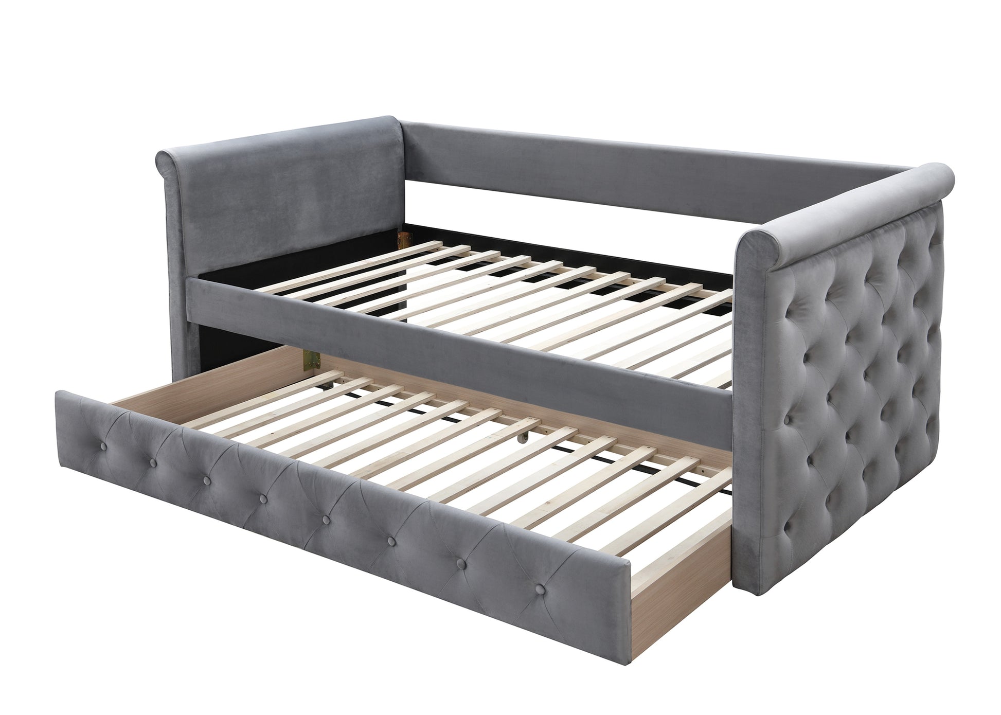 Gray Burlap Button Tufted Day Bed - 86" x 43" for Bedroom