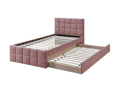 Light Pink Linen Full Size Trundle Bed Frame for Bedroom
